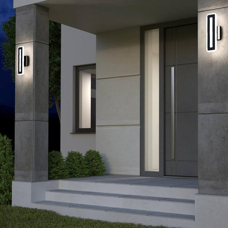 Artika Evasion Negro Moderno 3 CCT Integrado LED Luz para garaje y porche con cableado duro Linterna de luz de pared - OUT-EVC-BL