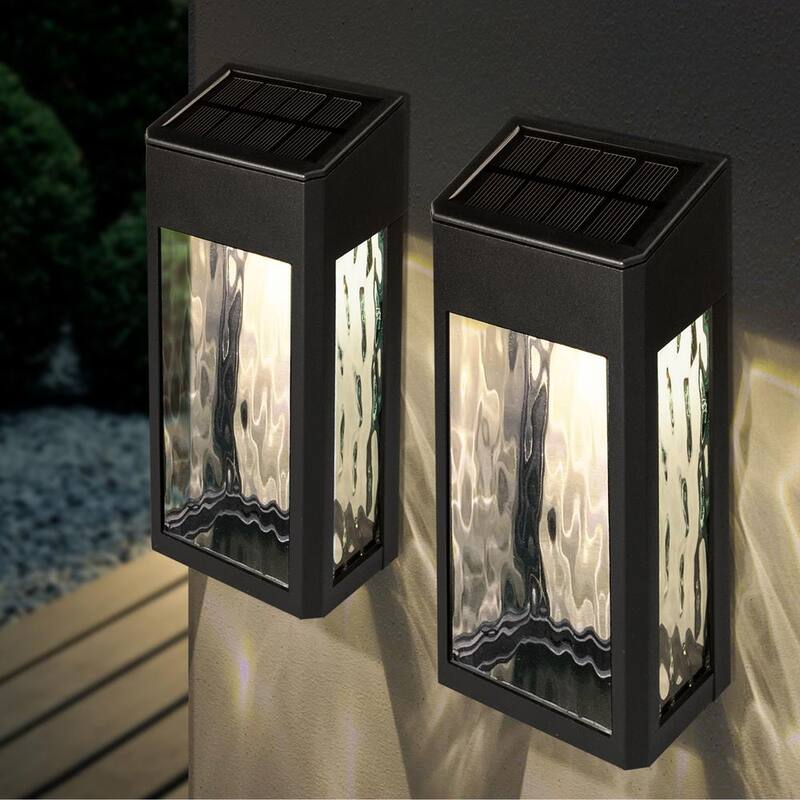 Lámpara de pared para exteriores CLASSY CAPS Lancaster con 4 luces de LED integradas en aluminio fundido negro y solar, montaje en pared 2700K (paquete de 4) - SWL888
