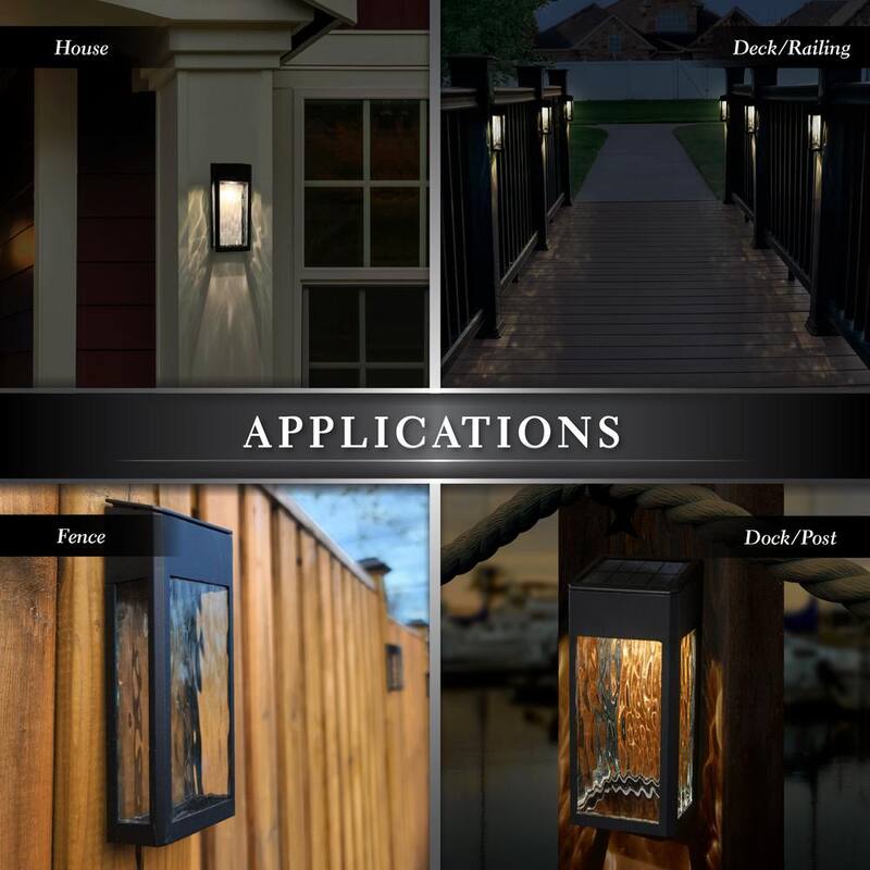 Lámpara de pared para exteriores CLASSY CAPS Lancaster con 4 luces de LED integradas en aluminio fundido negro y solar, montaje en pared 2700K (paquete de 4) - SWL888