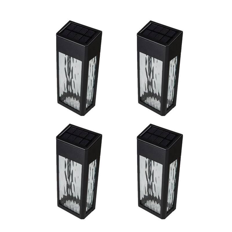 Lámpara de pared para exteriores CLASSY CAPS Lancaster con 4 luces de LED integradas en aluminio fundido negro y solar, montaje en pared 2700K (paquete de 4) - SWL888