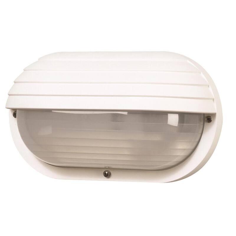 SOLUS Nautical 1-Light Blanco 3000K ENERGY STAR LED Montaje de Pared Exterior con Pantalla para Párpado y Lente de Policarbonato Esmerilado Duradero - SP77WF-LE26W -W