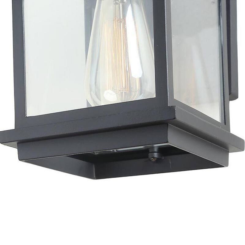 Linterna de pared exterior cuadrada LNC Modern Farmhouse de 1 luz en negro mate con pantalla de vidrio transparente Lámpara de pared industrial - LLJQIJHL13156IJ