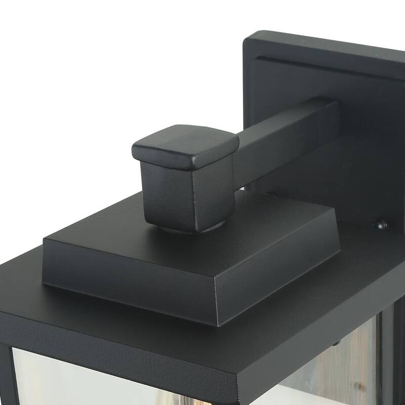Linterna de pared exterior cuadrada LNC Modern Farmhouse de 1 luz en negro mate con pantalla de vidrio transparente Lámpara de pared industrial - LLJQIJHL13156IJ