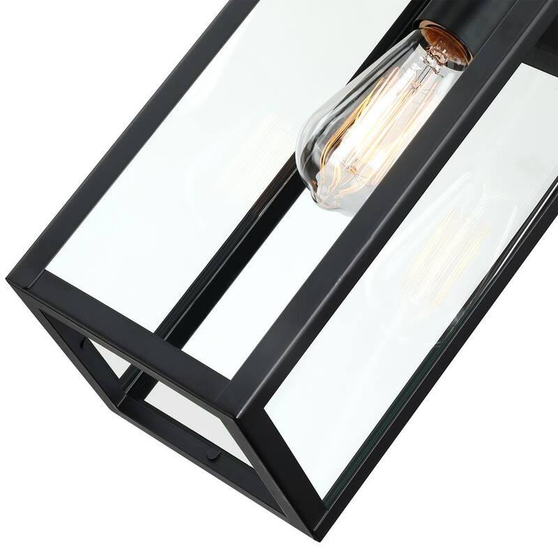 Farol de pared al aire libre con sensor de movimiento en negro mate duro con cable Hukoro Martin 18.8 in. (2 paquetes) - F88712-BK-MS
