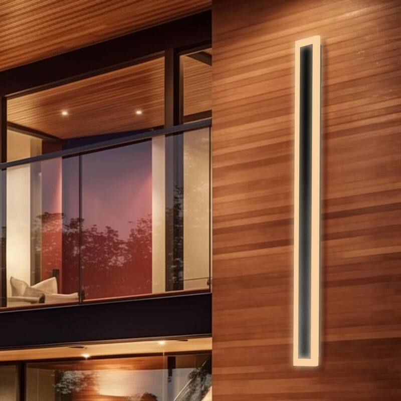 YANSUN 1-Luz Negra Moderna LED Integrada Lámpara de pared exterior a prueba de agua luz de porche Linterna de pared para jardín - H-WL035