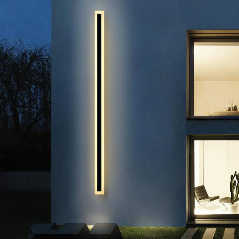 YANSUN 1-Luz Negra Moderna LED Integrada Lámpara de pared exterior a prueba de agua luz de porche Linterna de pared para jardín - H-WL035
