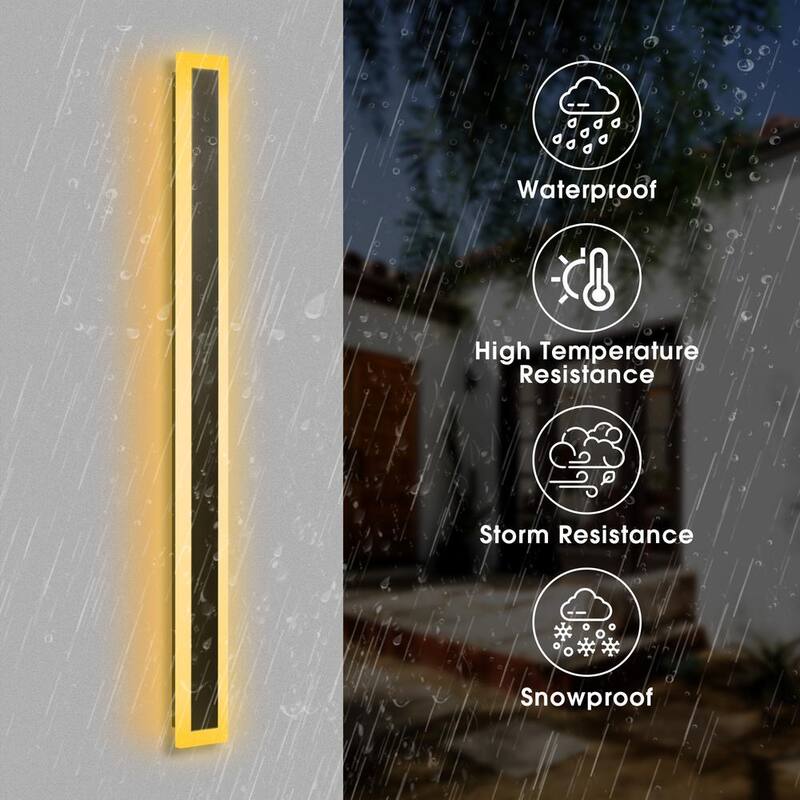 YANSUN 1-Luz Negra Moderna LED Integrada Lámpara de pared exterior a prueba de agua luz de porche Linterna de pared para jardín - H-WL035