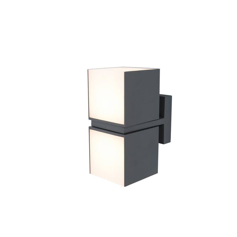 Colección de decoración para el hogar Keating, Lámpara de pared exterior LED de 2 luces en color gris oscuro con pantalla de PC opalina - 5193805118