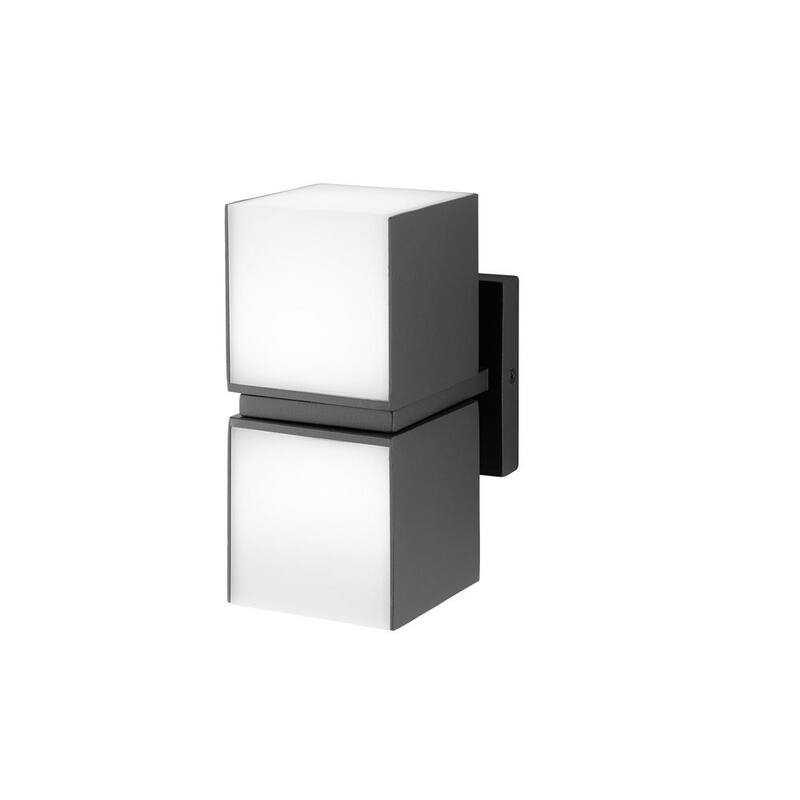 Colección de decoración para el hogar Keating, Lámpara de pared exterior LED de 2 luces en color gris oscuro con pantalla de PC opalina - 5193805118
