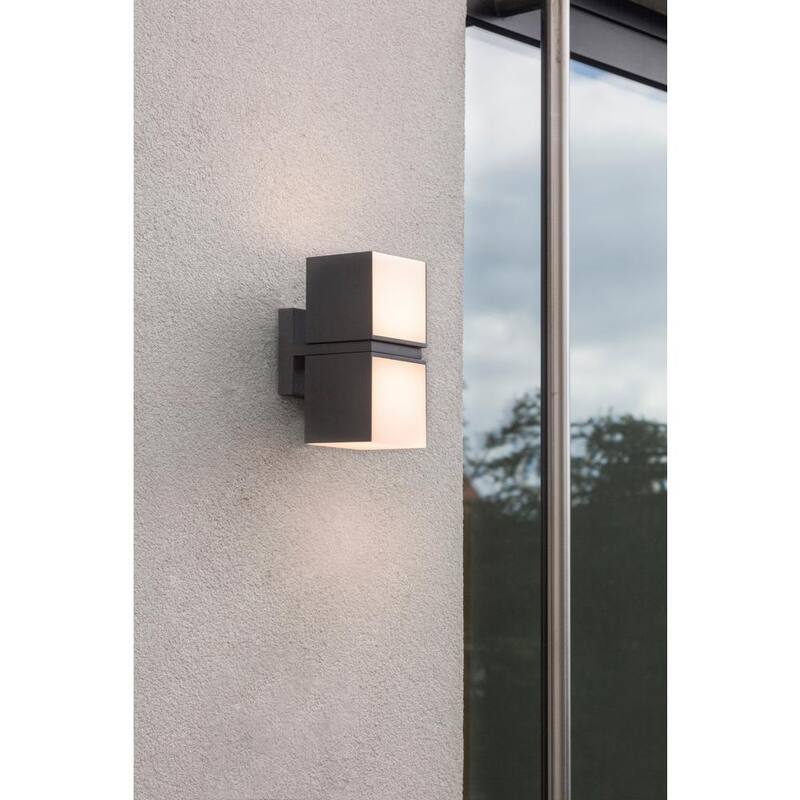 Colección de decoración para el hogar Keating, Lámpara de pared exterior LED de 2 luces en color gris oscuro con pantalla de PC opalina - 5193805118