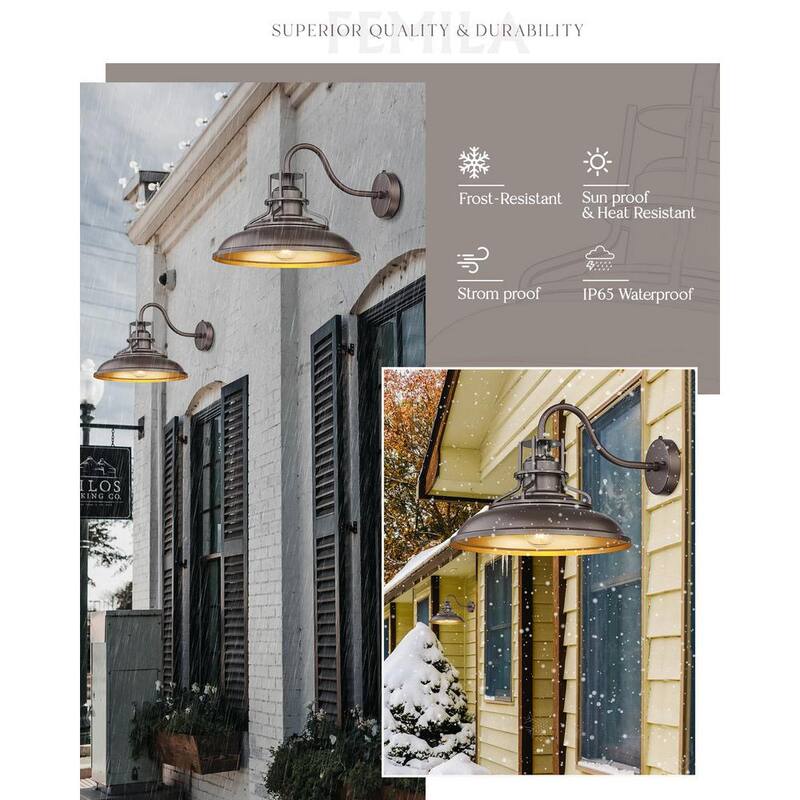 JAZAVA 18 pulgadas. Luz de pared de brazo oscuro de aceite frotado al bronce para exteriores con sensor de anochecer a amanecer a prueba de agua sin bombillas incluidas - HD4FY151WLPCORB