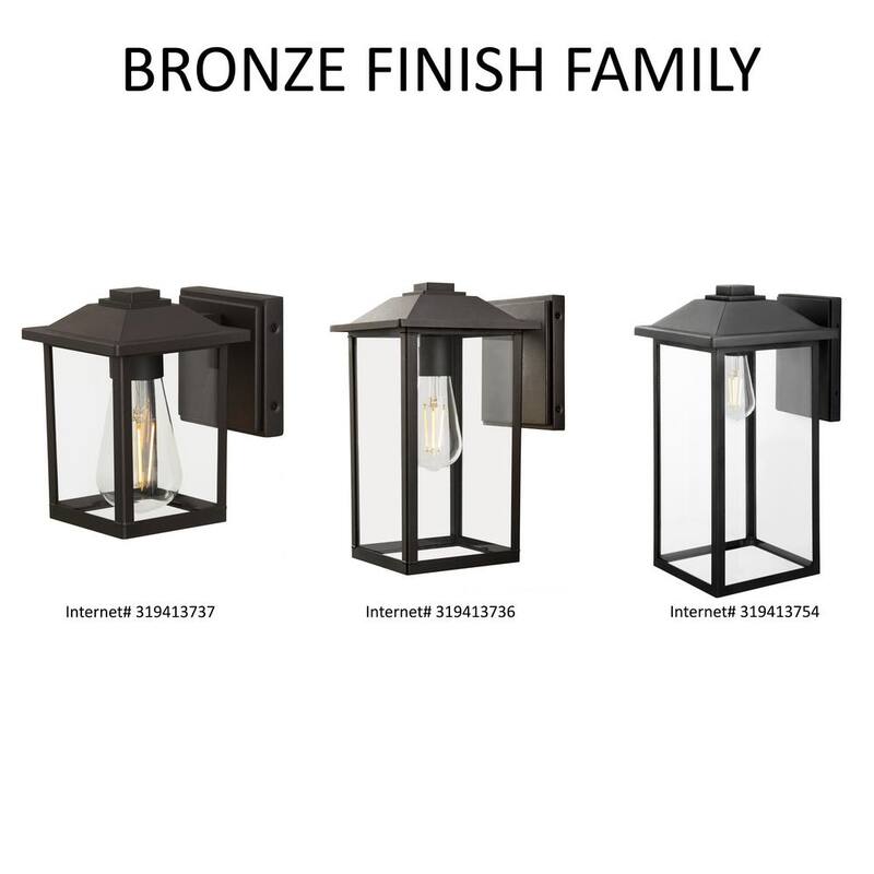 Marca privada sin marca 1-Luz, 18 pulgadas. Linterna de pared al aire libre clásica de alambre duro en negro con vidrio transparente - W2235-31