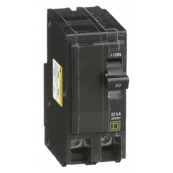 Square D Miniature Circuit Breaker, QO Series, 60A, 2 Pole, 120/240V AC, 22kA at 120/240V AC - QO260VH