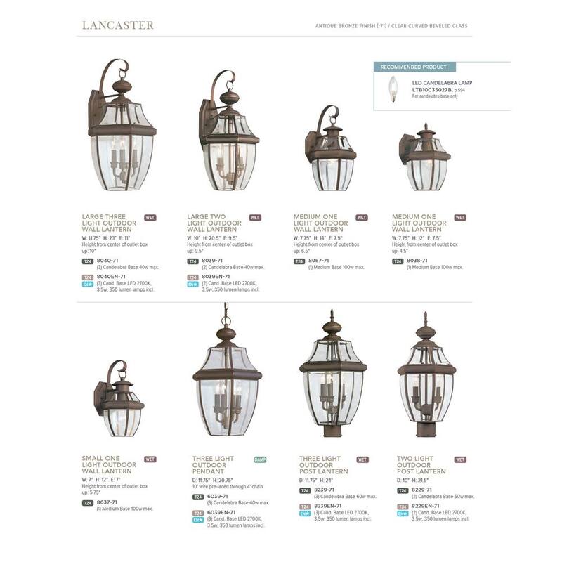 Iluminación de generación Lámpara de pared de linterna tradicional de bronce antiguo Lancaster de 1 luz para exteriores - 8038-71