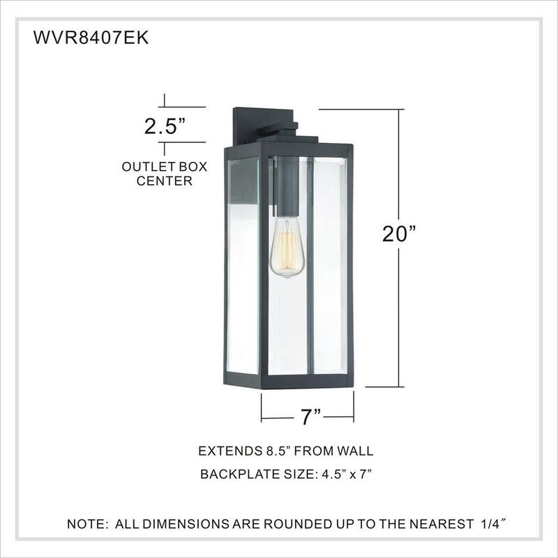 Lámpara de pared exterior Quoizel Westover de 1 luz en negro tierra - WVR8407EK