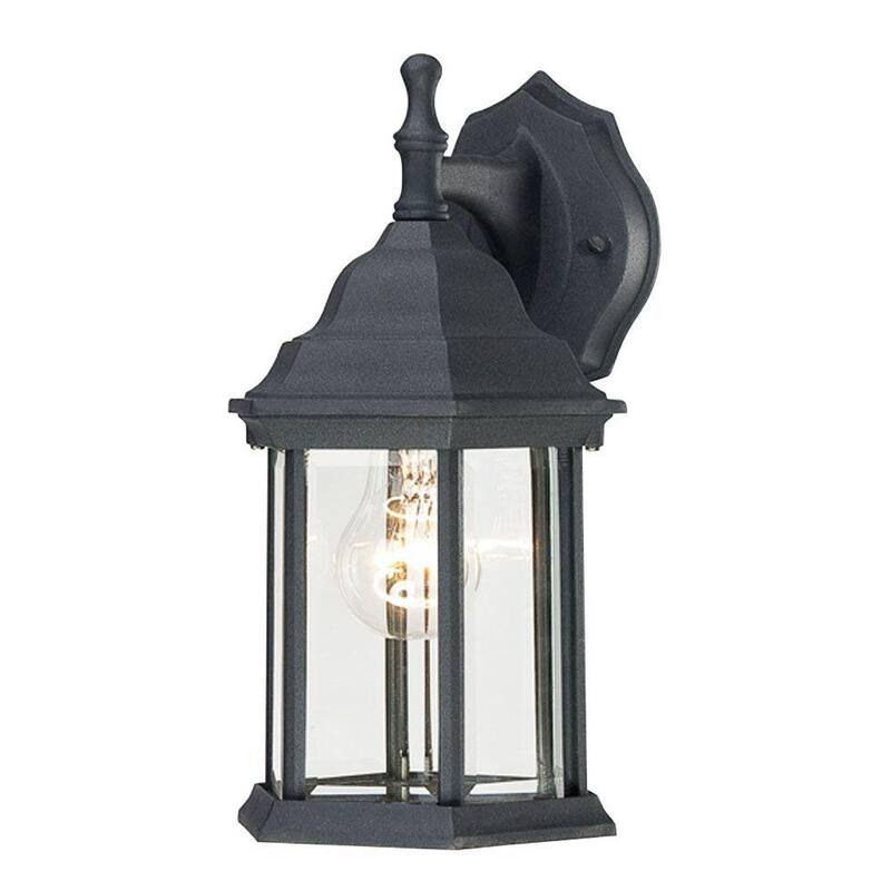 Lámpara de pared exterior Westinghouse de 1 luz en negro texturizado de aluminio fundido con paneles de vidrio biselado transparente - 6783100