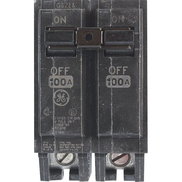 Ge Circuit Breaker, THQL Series, 100A, 2 Pole, 120/240V AC, 10kA at 120/240V AC - THQL21100P
