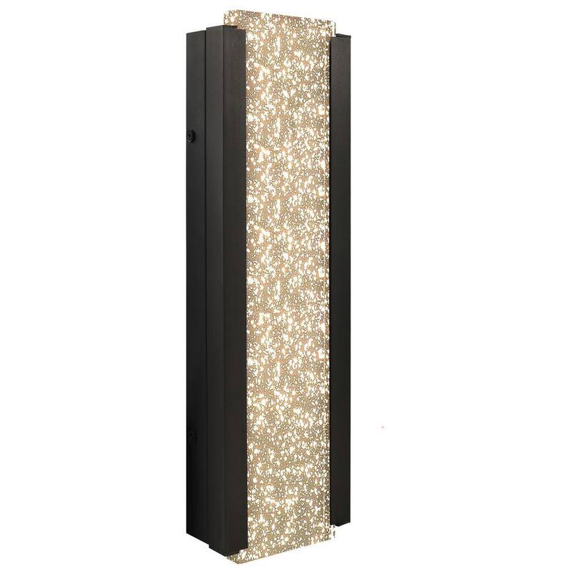 LUXRITE Lámpara de pared para exterior LED de 17 pulgadas en color negro con 3 opciones de temperatura de color (CCT) 3000K-5000K, vidrio de burbujas, 12 watts, certificación ETL, resistente al agua IP65 - LR40391-1PK