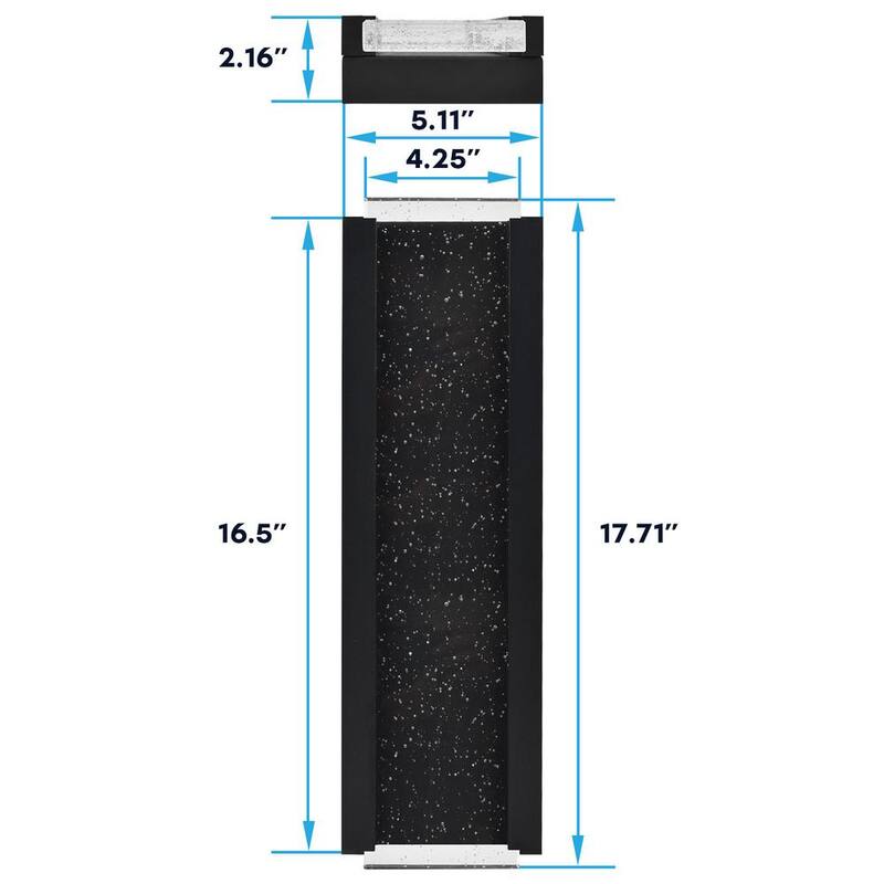 LUXRITE Lámpara de pared para exterior LED de 17 pulgadas en color negro con 3 opciones de temperatura de color (CCT) 3000K-5000K, vidrio de burbujas, 12 watts, certificación ETL, resistente al agua IP65 - LR40391-1PK