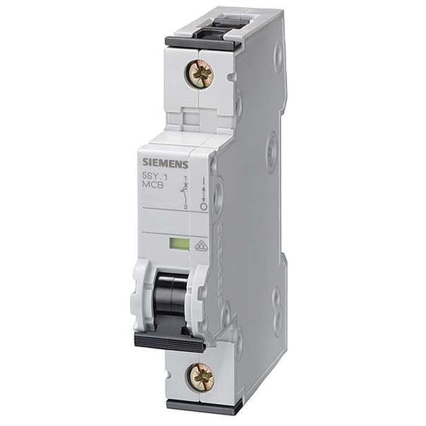 Siemens Circuit Breaker, 5SY6 Series, 10A, 1 Pole, 230/400V AC, 5kA at 230/400V AC, C Curve - 5SY61107
