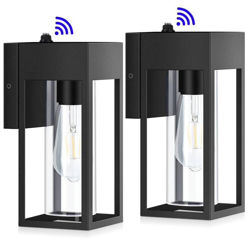 HKMGT 10.2 pulgadas Negro Anochecer al Amanecer Luces Modernas para Exteriores, Lámpara de Pared con Linterna Montada Dura y sin Bombillas Incluidas (paquete de 2) - BD05GGBK-2P