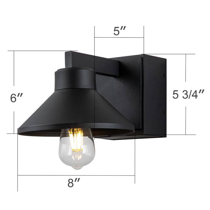 Laplusbelle 1 luz negra mate para exteriores con tomacorriente GFCI empotrado y aplique para granero 2-Pack - LA2286-2W