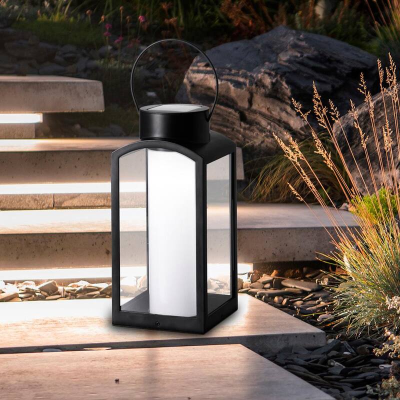 Linterna solar exterior integrada LED Hampton Bay Black de anochecer a amanecer - 92449