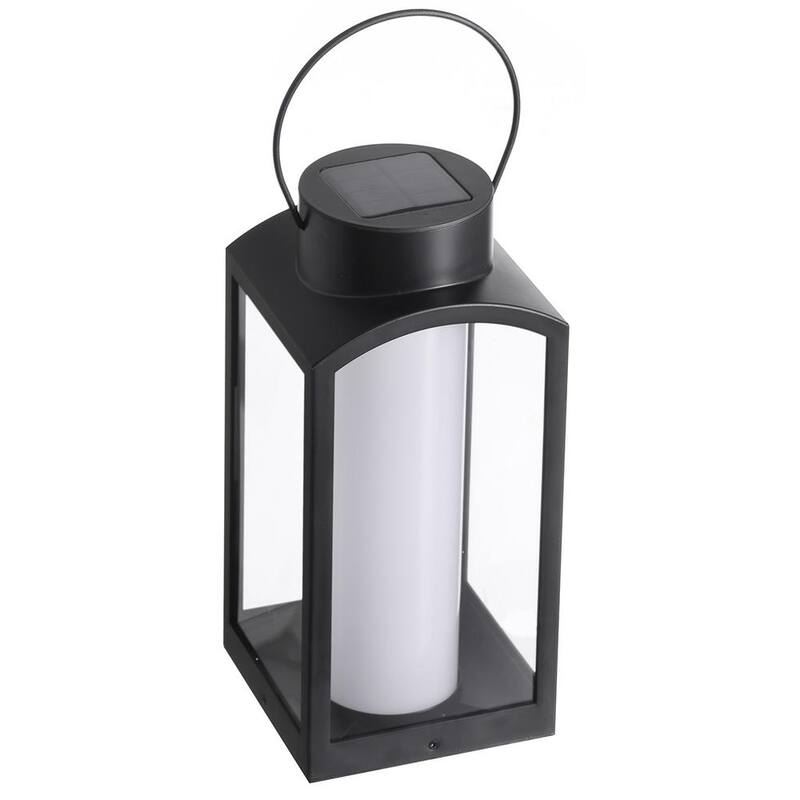Linterna solar exterior integrada LED Hampton Bay Black de anochecer a amanecer - 92449