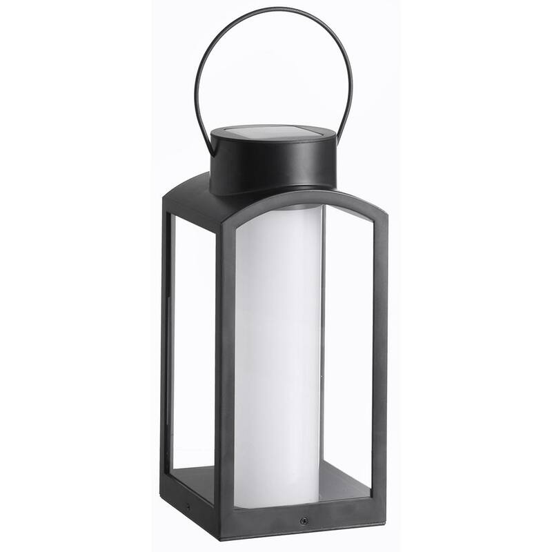 Linterna solar exterior integrada LED Hampton Bay Black de anochecer a amanecer - 92449