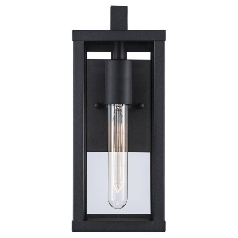 Bel Air Lighting Oxford 12.5 pulgadas 1 luz Aparato de luz para pared exterior moderno negro con cristal transparente - 40750 BK