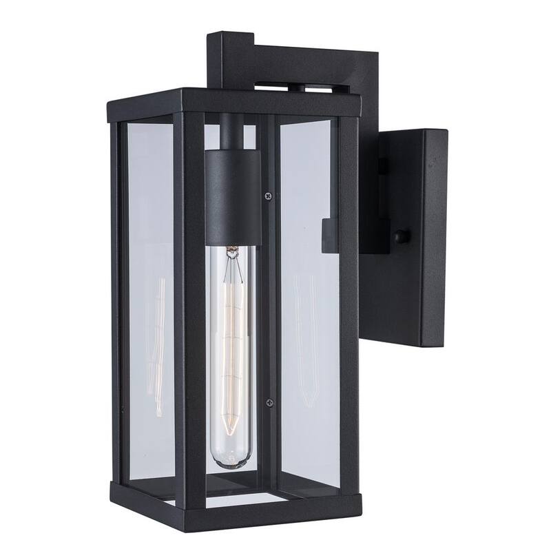 Bel Air Lighting Oxford 12.5 pulgadas 1 luz Aparato de luz para pared exterior moderno negro con cristal transparente - 40750 BK