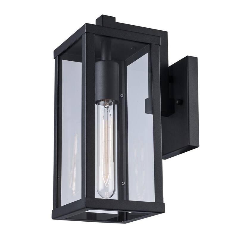 Bel Air Lighting Oxford 12.5 pulgadas 1 luz Aparato de luz para pared exterior moderno negro con cristal transparente - 40750 BK