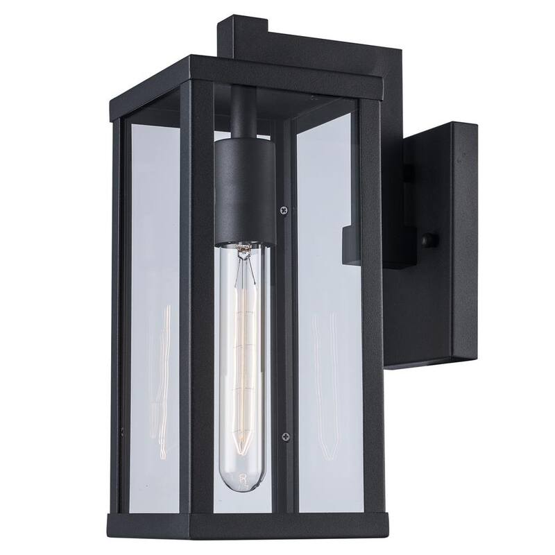 Bel Air Lighting Oxford 12.5 pulgadas 1 luz Aparato de luz para pared exterior moderno negro con cristal transparente - 40750 BK