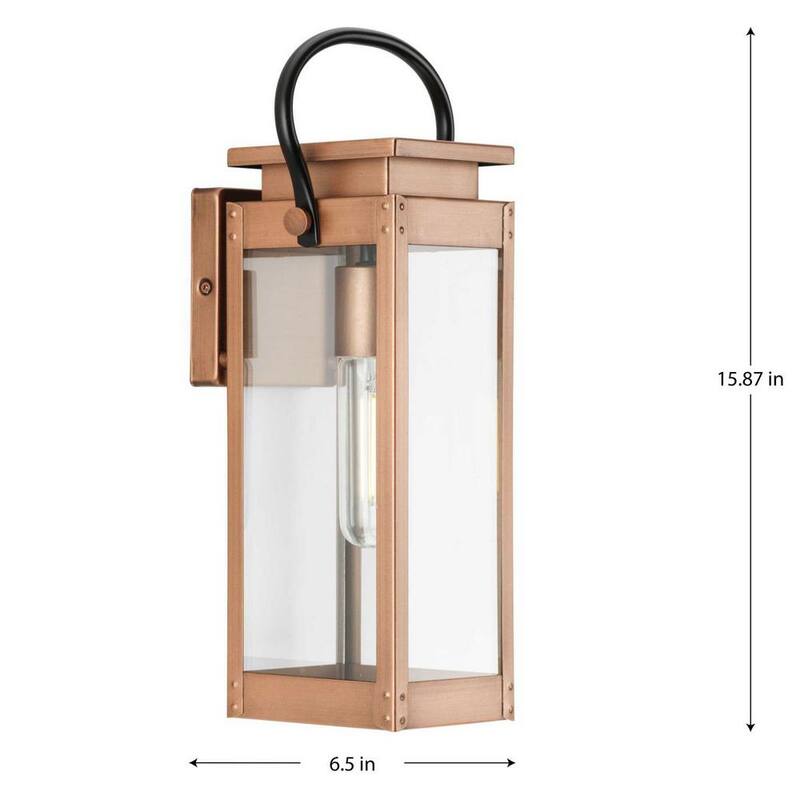 Lámpara de pared de exterior tipo Linterna de bronce antiguo y cobre de la serie Union Square de Progress Lighting de 6.5 pulgadas y 1 luz - P560004-169