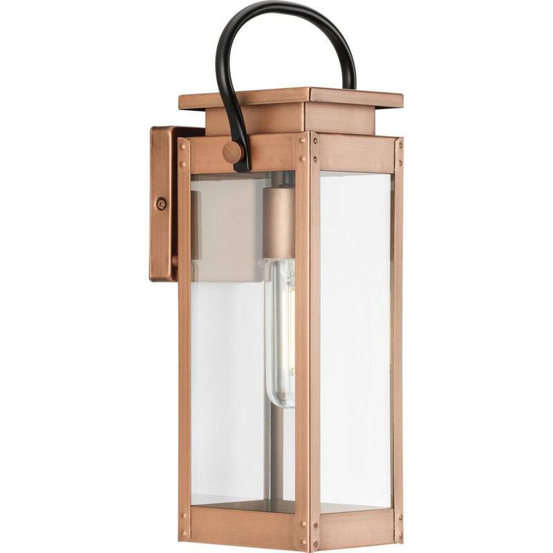 Lámpara de pared de exterior tipo Linterna de bronce antiguo y cobre de la serie Union Square de Progress Lighting de 6.5 pulgadas y 1 luz - P560004-169