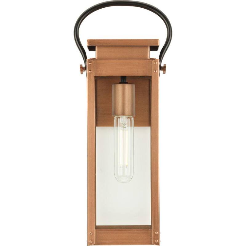 Lámpara de pared de exterior tipo Linterna de bronce antiguo y cobre de la serie Union Square de Progress Lighting de 6.5 pulgadas y 1 luz - P560004-169