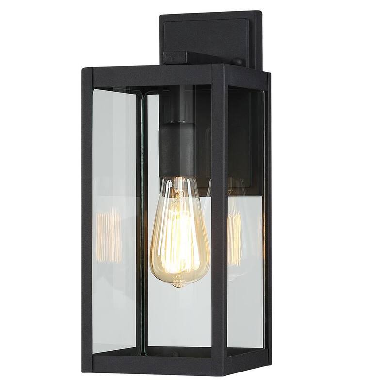 Lámpara de pared exterior moderna negra de 1 luz TRUE FINE sin energía solar con panel de vidrio transparente - 21518OT