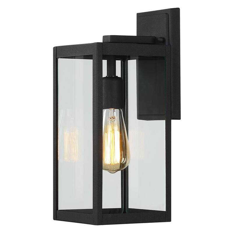 Lámpara de pared exterior moderna negra de 1 luz TRUE FINE sin energía solar con panel de vidrio transparente - 21518OT