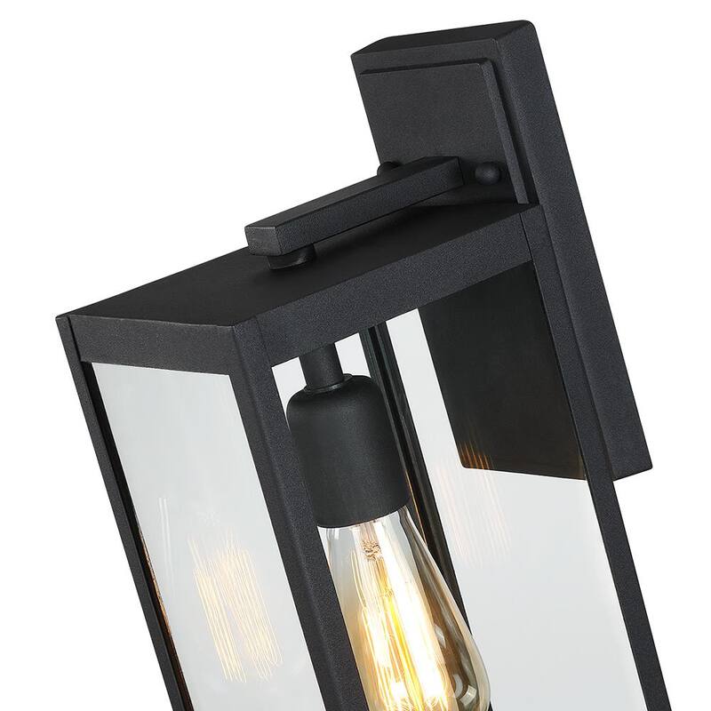 Lámpara de pared exterior moderna negra de 1 luz TRUE FINE sin energía solar con panel de vidrio transparente - 21518OT