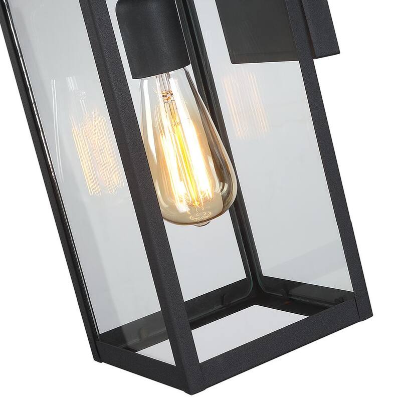 Lámpara de pared exterior moderna negra de 1 luz TRUE FINE sin energía solar con panel de vidrio transparente - 21518OT
