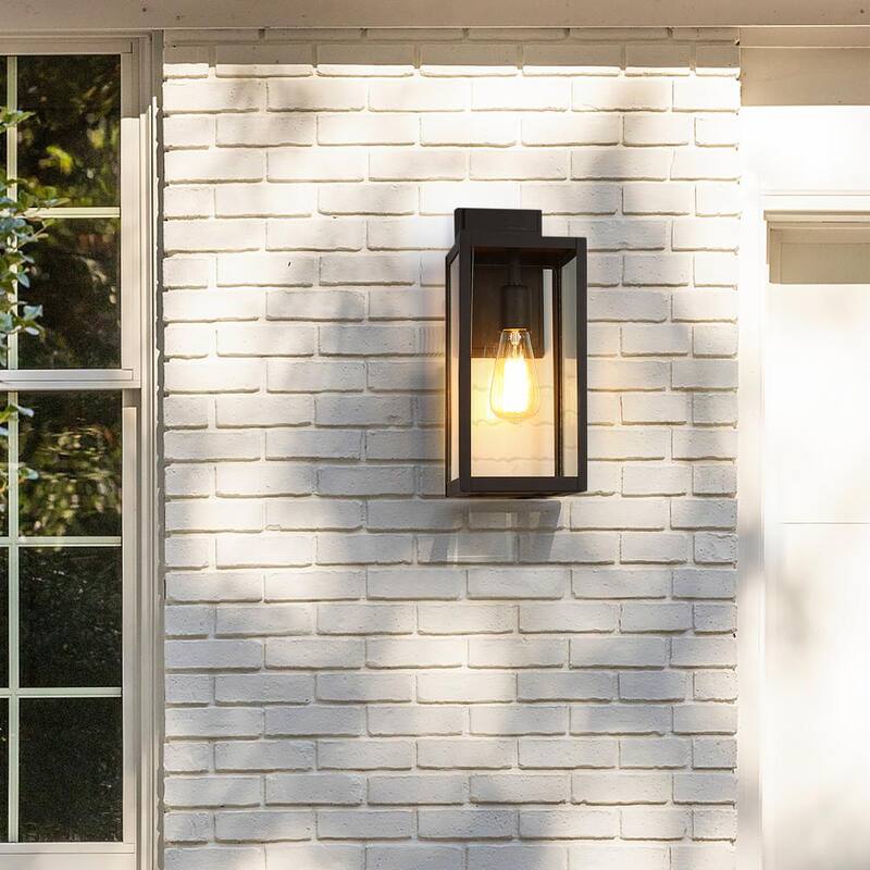 Lámpara de pared exterior moderna negra de 1 luz TRUE FINE sin energía solar con panel de vidrio transparente - 21518OT