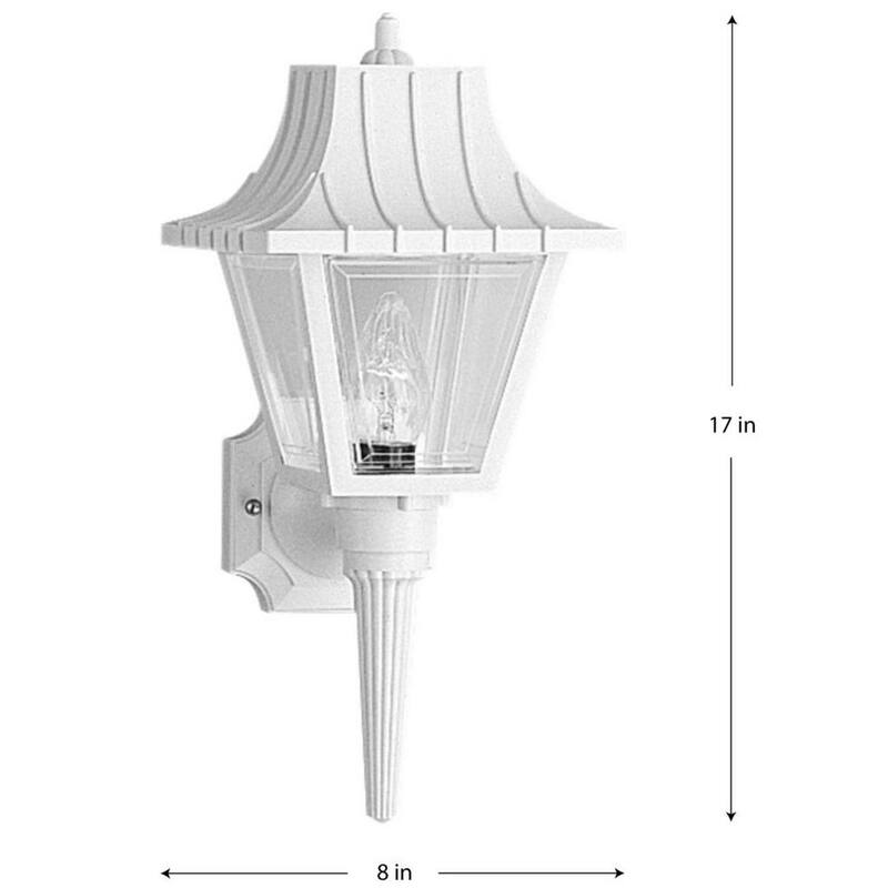Lámpara de pared grande de exterior tradicional con pantalla acrílica biselada blanca clara de 1 luz de la colección Mansard de Progress Lighting - P5815-30.
