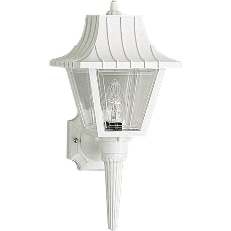 Lámpara de pared grande de exterior tradicional con pantalla acrílica biselada blanca clara de 1 luz de la colección Mansard de Progress Lighting - P5815-30.