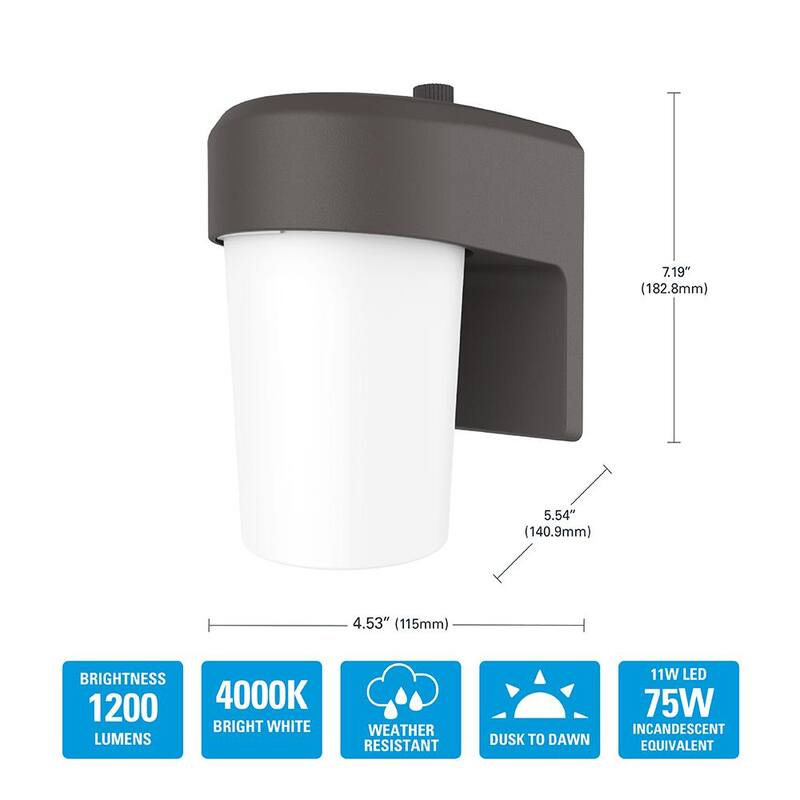 Lámpara de pared para exteriores HALO FE de 1 luz en bronce con LED y sensor de noche a amanecer - FE12S40FDB