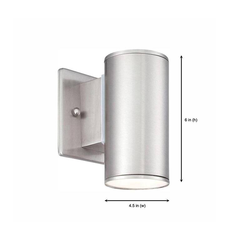 Aplique este título: Lámpara de pared exterior LED de 6 pulgadas en color platino satinado Barrow de Designers Fountain - LED33001-SP