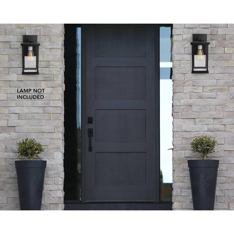 Luminaria de pared cuadrada para exteriores en negro con lente acrílica clara resistente - SOLUS 8.5 pulgadas D x 14.4 pulgadas H x 6.4 pulgadas W 1-Light Negro - SPC51VC-BK