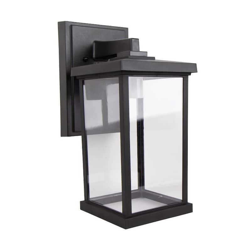 Luminaria de pared cuadrada para exteriores en negro con lente acrílica clara resistente - SOLUS 8.5 pulgadas D x 14.4 pulgadas H x 6.4 pulgadas W 1-Light Negro - SPC51VC-BK