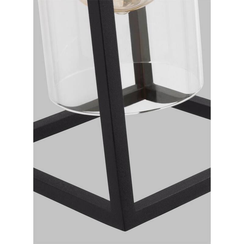 Iluminación de generación Vado Mediana 1-Luz Linterna de Pared Exterior con Cableado Duro en Negro y Pantalla de Vidrio Transparente - 8631101-12