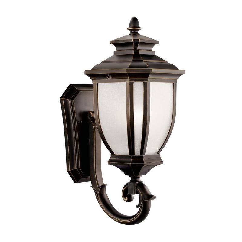 Lámpara de pared de exterior de bronce frotado KICHLER Salisbury de 1 luz con cableado duro y sin bombillas incluidas (paquete de 1) - 9041RZ