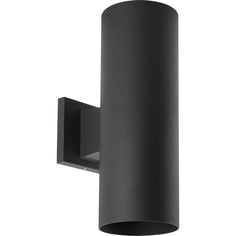 Colección de cilindros de iluminación Progress 5" Negro Linterna de pared LED moderna para exteriores hacia arriba y hacia abajo para entrada y cochera - P5675-31/30K